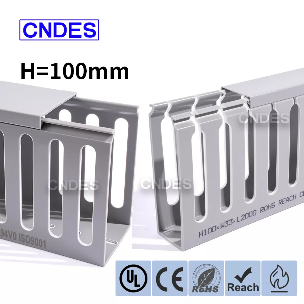 Conducto de cableado de caja de PVC con ranura abierta de 100 mm de altura