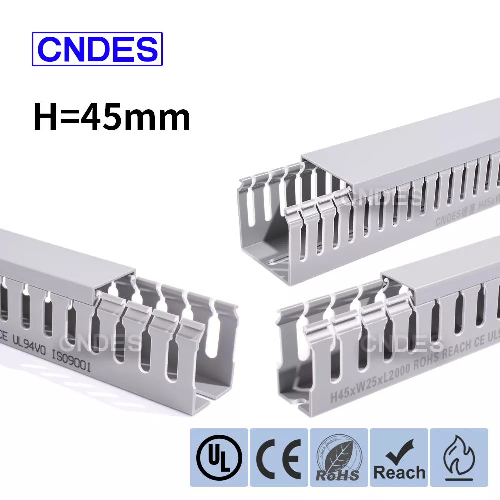 Conducto de cubierta de alambre de PVC ranurado de 45 mm de altura