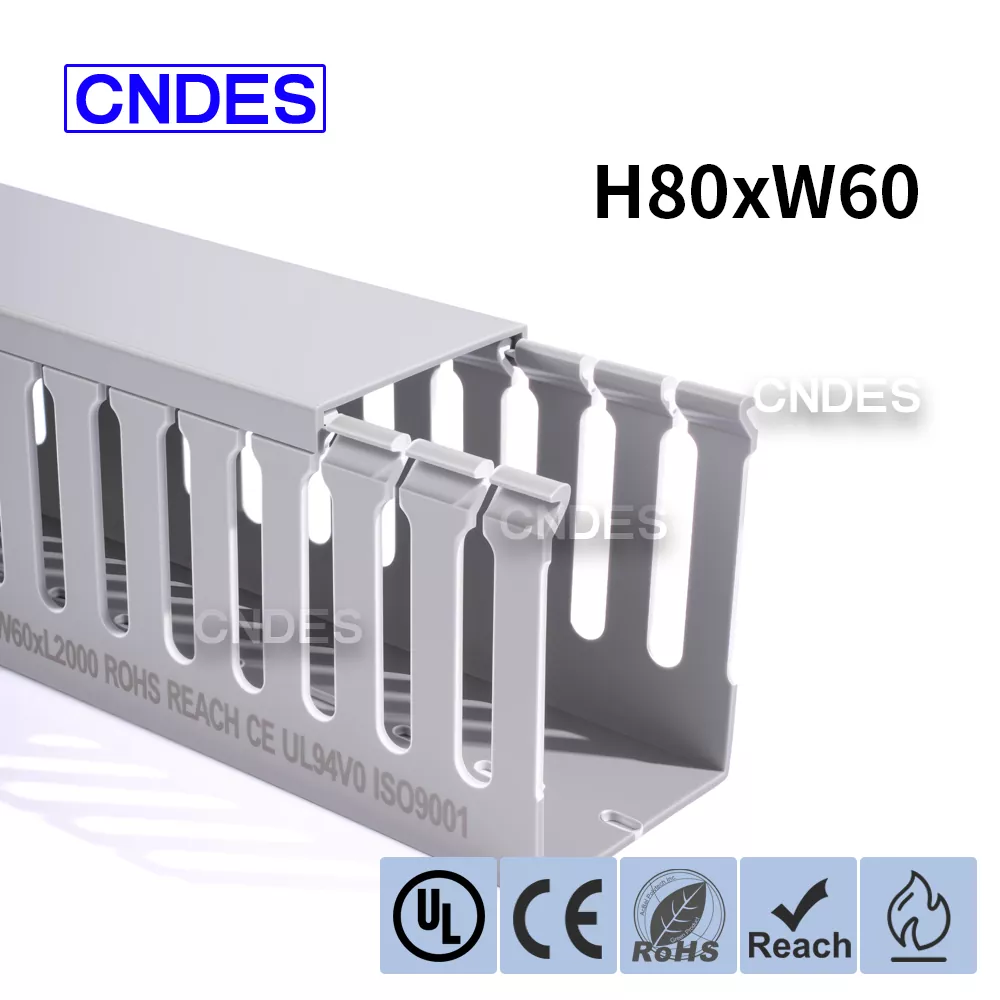 Conducto de cableado de PVC ranurado listado 80 × 60