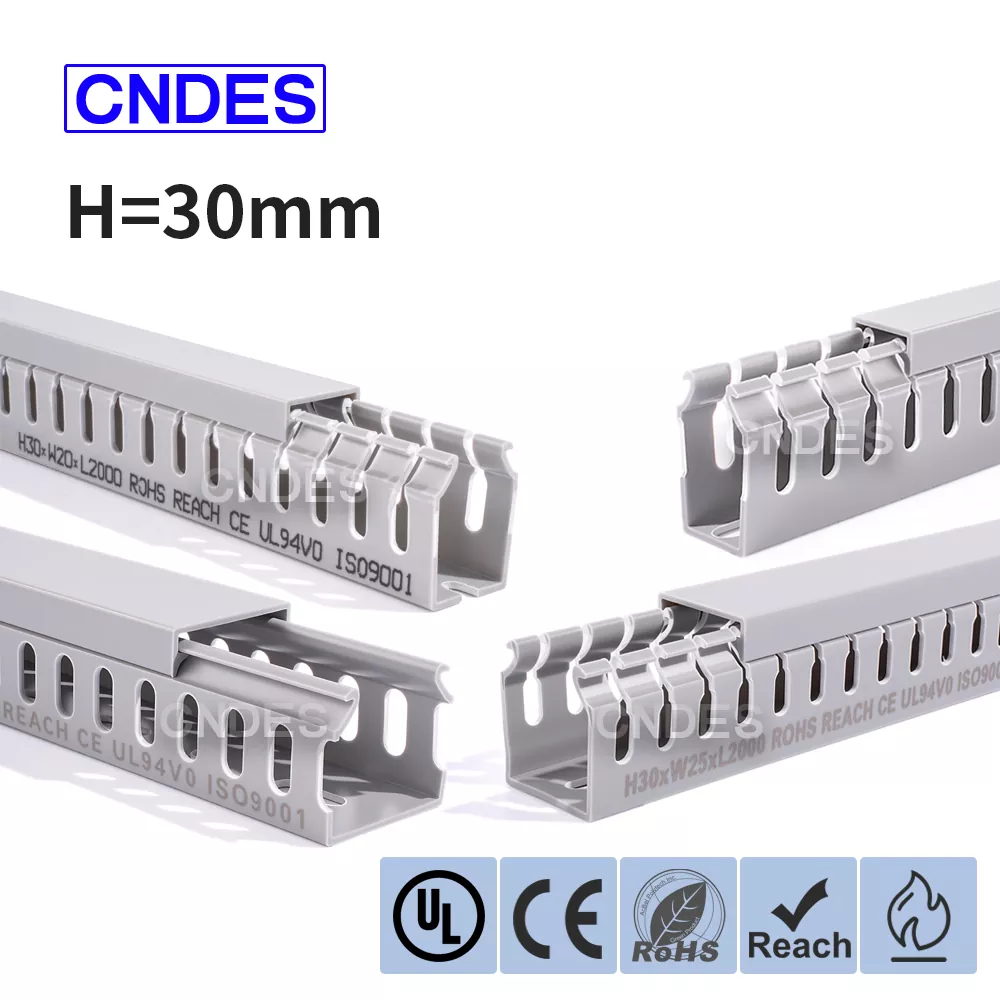 Conducto de gestión de cables de PVC ranurado de 30 mm de altura